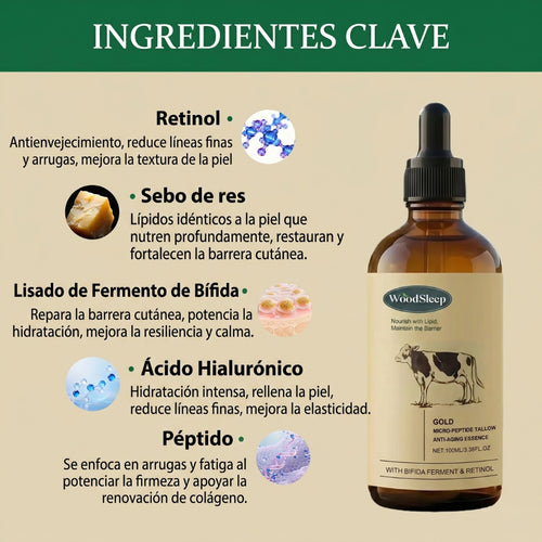 👑 Woodsleep™ Golden Micro-Peptide Serum  ✨ Suero Facial Avanzado con Micropéptidos Dorados para una Piel Más Firme, Radiante y de Apariencia Renovada
