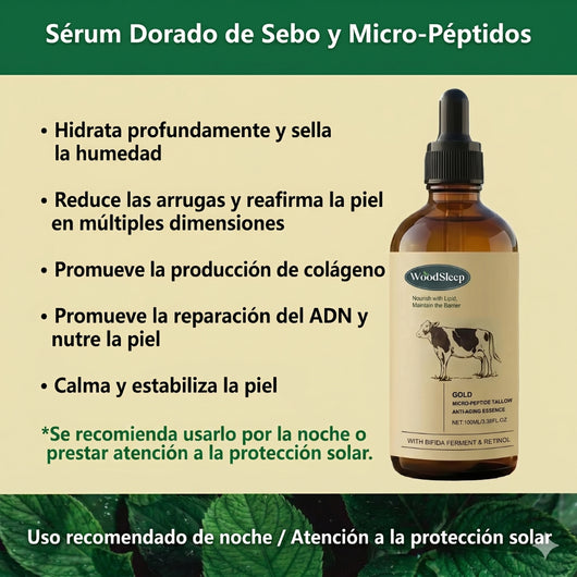 👑 Woodsleep™ Golden Micro-Peptide Serum  ✨ Suero Facial Avanzado con Micropéptidos Dorados para una Piel Más Firme, Radiante y de Apariencia Renovada